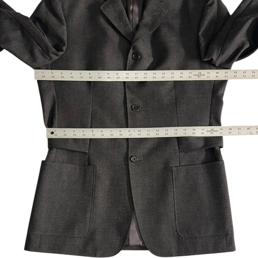 John Varvatos Made in Italy 100% Wool Gray Belted Blazer Sport Coat Jacket ~ 40R - Picture 11 of 12